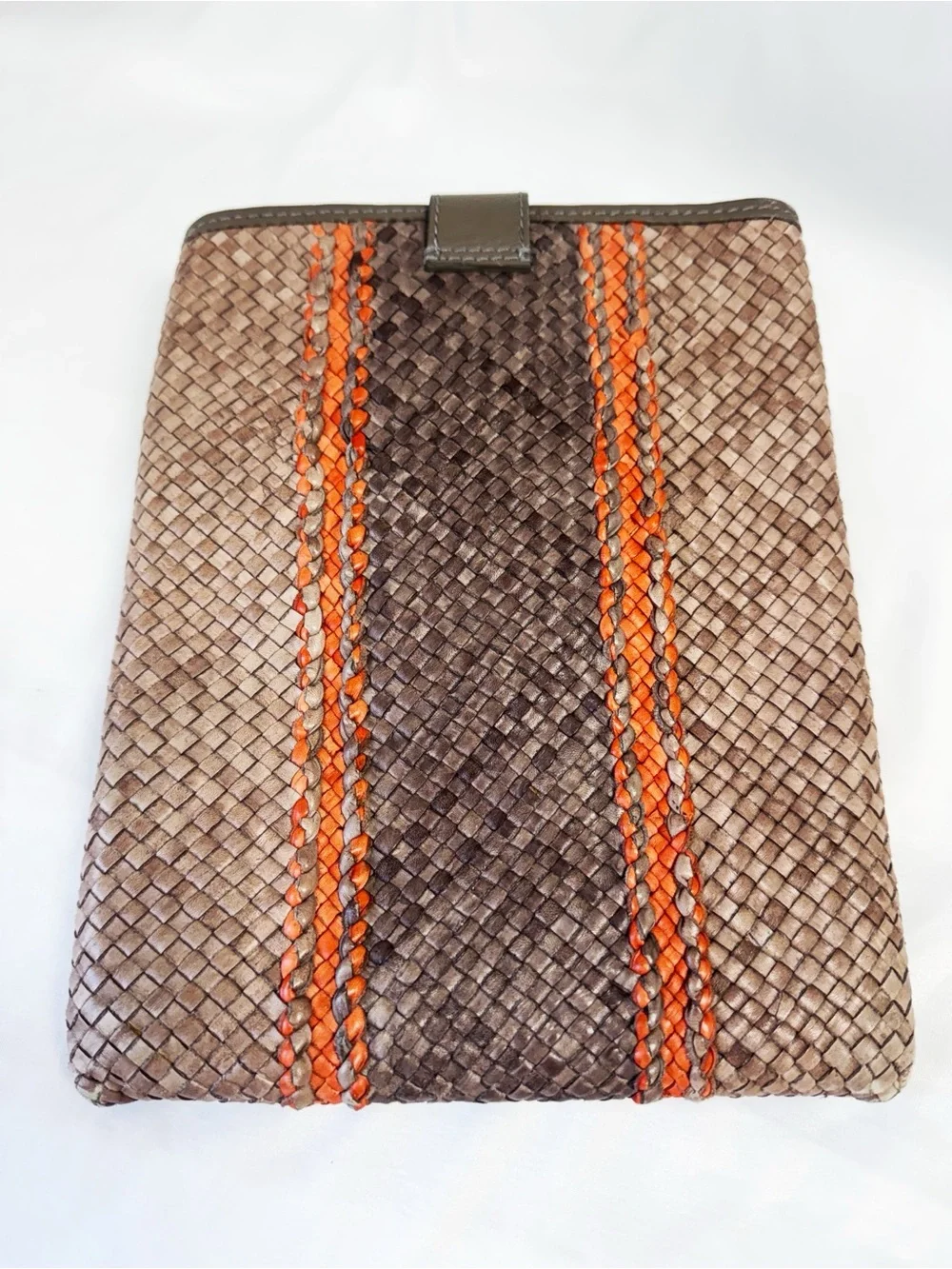 LANCE NY Leather Woven IPad Sleeve With Magnetic Closure 8”x10”
